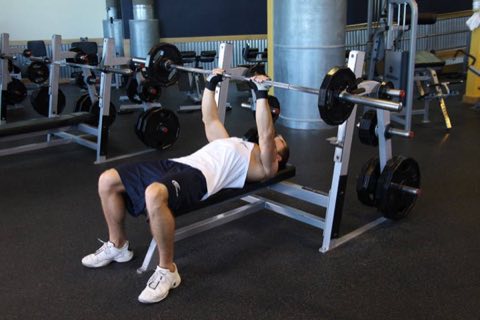 Finishing position of the Close-Grip Bench Press