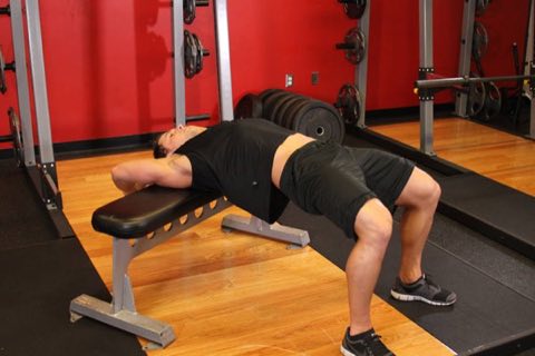 Finishing position of the Dumbbell Pullover