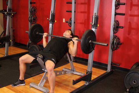 Finishing position of the Incline Bench Press